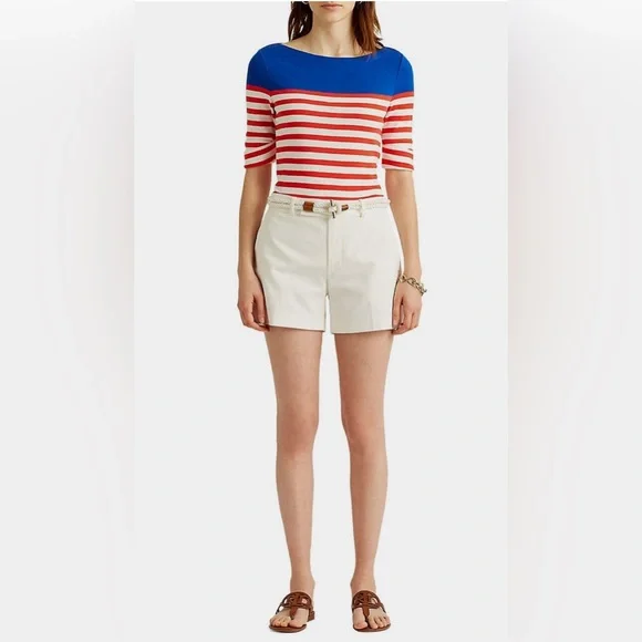Ralph Lauren (size PL)Red White and Blue stripes Cotton Boatneck Knit Top - Picture 4 of 10